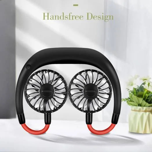 Anself Neckband Fan USB Rechargeable Wearable Aromatherapy Dual Head