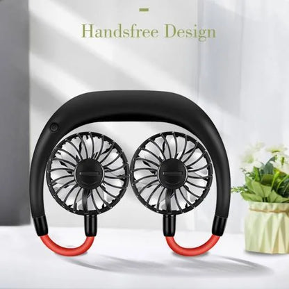 Anself Neckband Fan USB Rechargeable Wearable Aromatherapy Dual Head