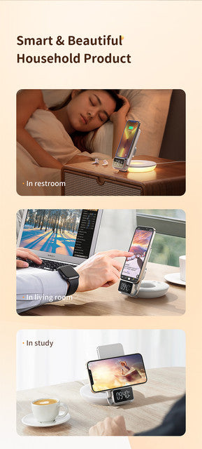 Mcdodo CH-1610 4-in-1 Desktop Wireless Charger with Alarm & Night Lamp  html Copy code - Saif Al Najmi Kw