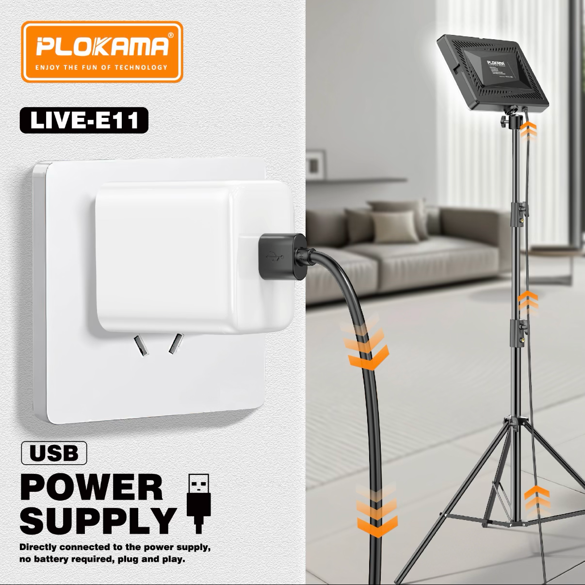 PLOKAMA LIVE-E11 10W LED Panel Light 2700-6500K Studio Light