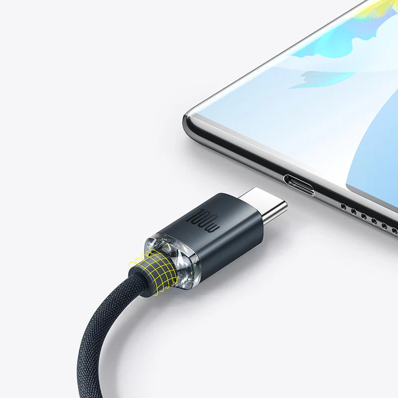 Baseus Crystal Shine Series cable USB cable for fast charging and data transfer USB Type A - USB Type C 100W 2m black (CAJY000501) - Saif Al Najmi Kw