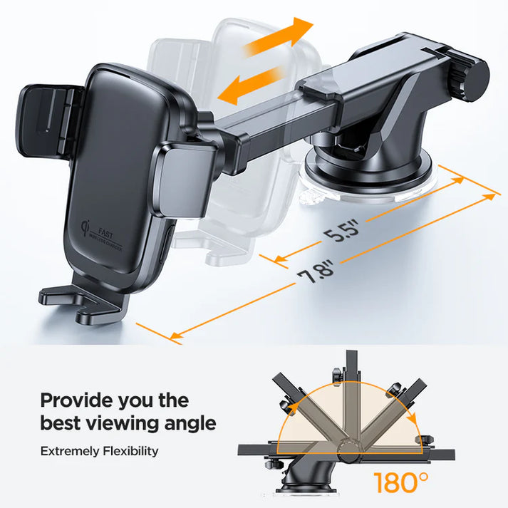 Wireless Car Charger Mount holder air vent & dashboard JR-ZS243 - Saif Al Najmi Kw