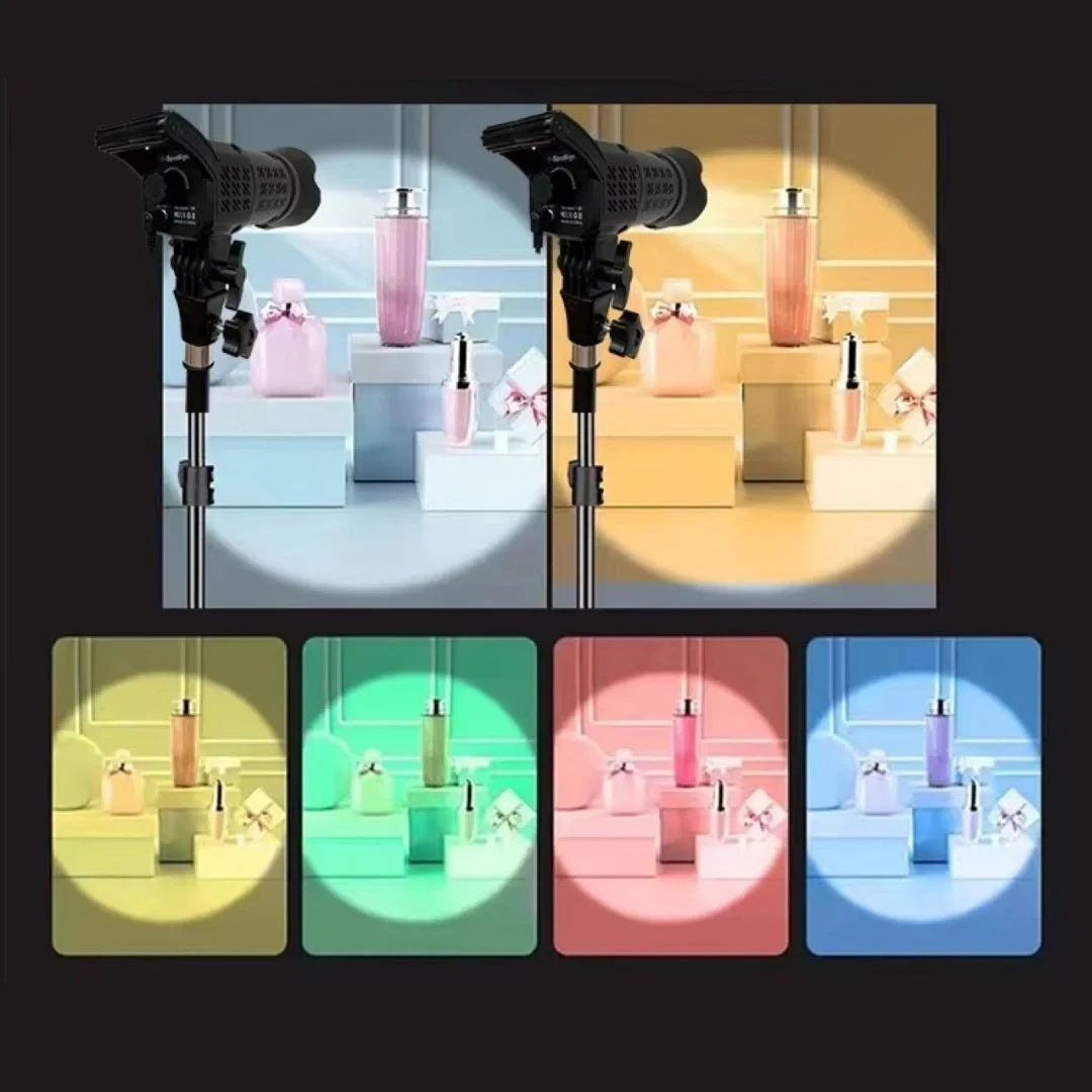 FSD-168 RGB Lighting Spotlight – Adjustable Head, Remote Control, Multi-Color Studio Light