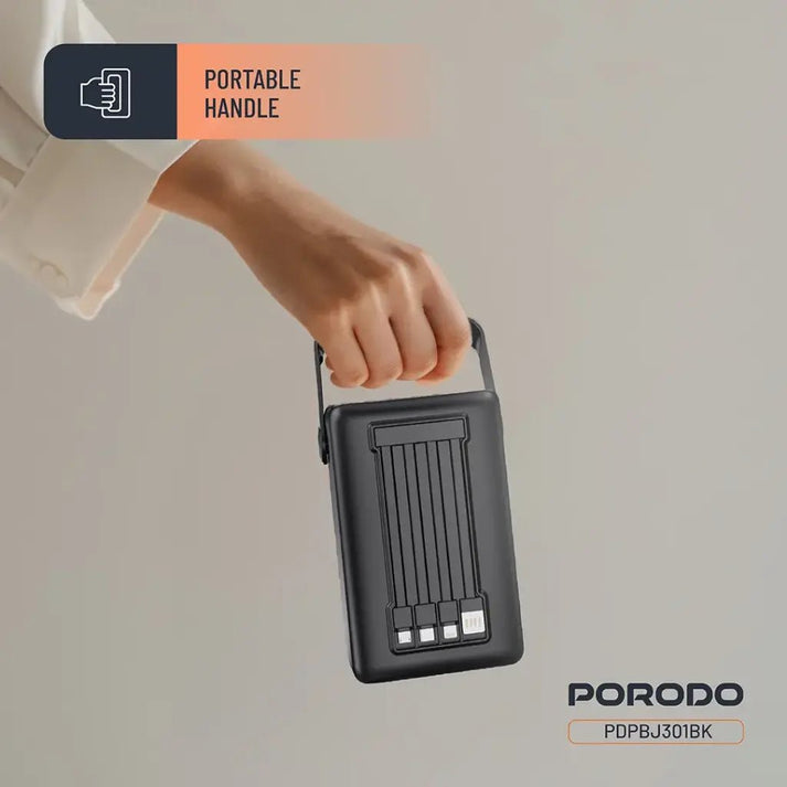 80000mAh Lara Power Bank Built - in Cables Porodo Fast Charge - Black - Saif Al Najmi KwPOWER STATIONPorodoSaif Al Najmi Kw80000mAh Lara Power Bank Built - in Cables Porodo Fast Charge - Black