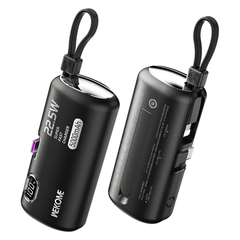 WEKOME GN-97FX 5000mAh Power Bank 22.5W Fast Phone Charger Pocket Mobile Power Supply - Black