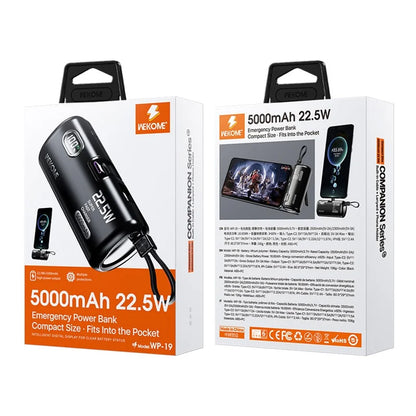 WEKOME GN-97FX 5000mAh Power Bank 22.5W Fast Phone Charger Pocket Mobile Power Supply - Black