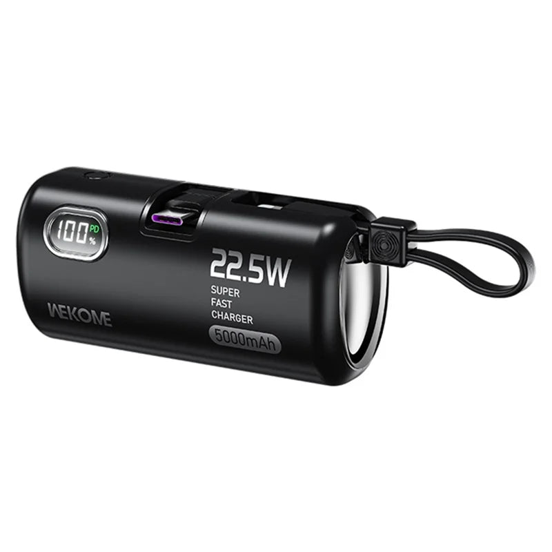 WEKOME GN-97FX 5000mAh Power Bank 22.5W Fast Phone Charger Pocket Mobile Power Supply - Black