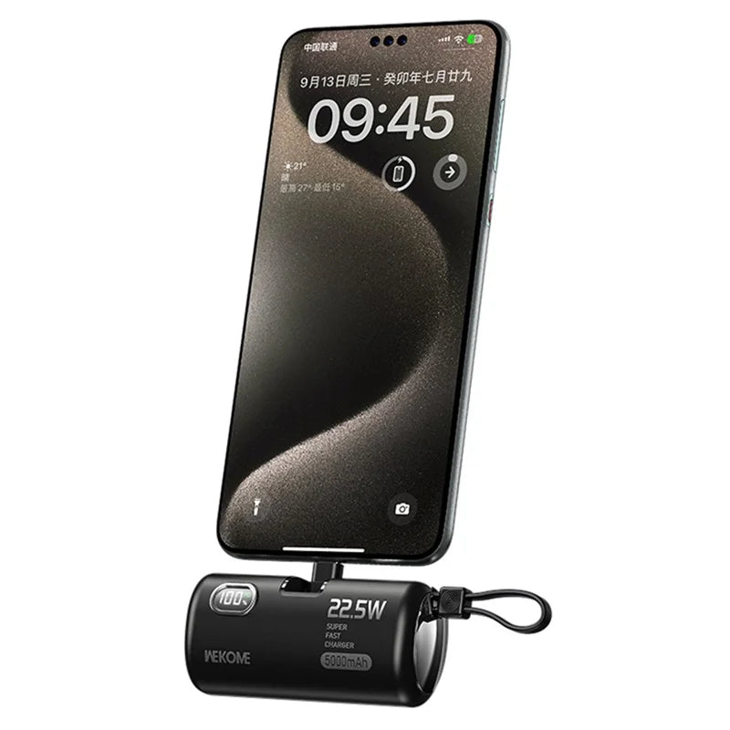 WEKOME GN-97FX 5000mAh Power Bank 22.5W Fast Phone Charger Pocket Mobile Power Supply - Black