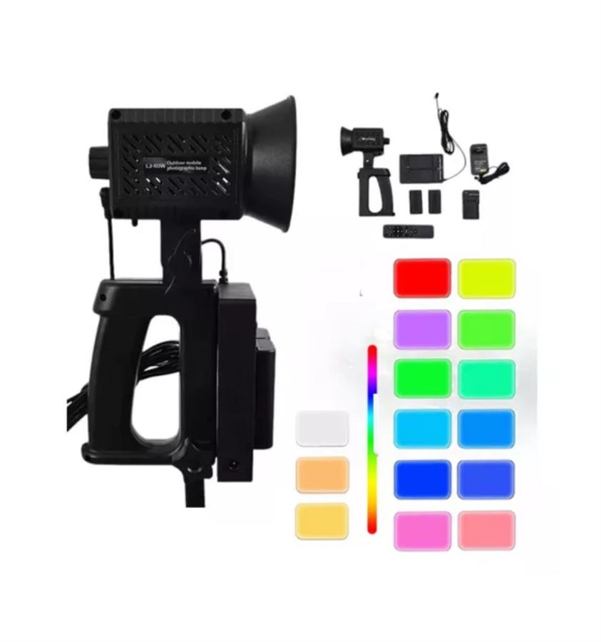 LJ-60W Handheld RGB Photo Illuminator – Continuous LED Flash Light (Black/White/RGB)