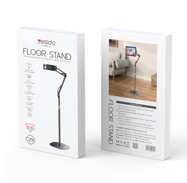YESIDO 360°Rotating Silicone Collet Floor Standing Tablet Cantilever Bracket Desktop Lazy Man Stand-  C295