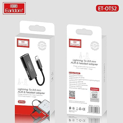 Earldom 2-in-1 Lightning Adapter to Lightning Charger and AUX 3.5mm - Saif Al Najmi Kw