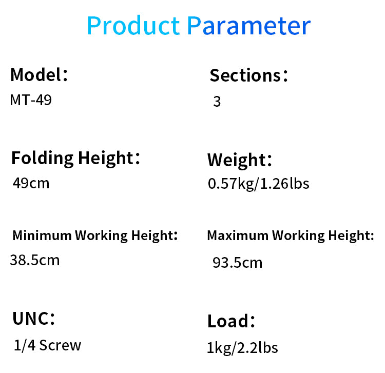 Jmary MT-49 Compact Tripod Stand for Phone & Camera