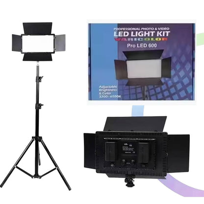 إضاءة استوديو LED 600 قابلة لإعادة الشحن - إضاءة قابلة للتعديل للمكياج وتصوير الفيديو بقوة 40 واط 