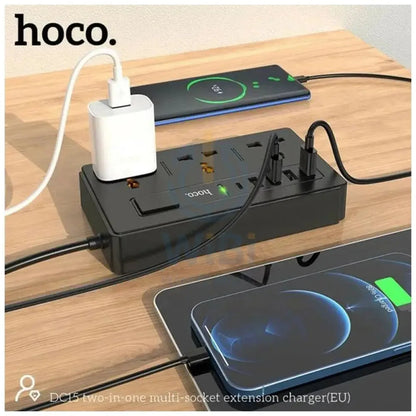 HOCO DC15 Two-In-One Multi-Socket Extension – 30W 3-Way