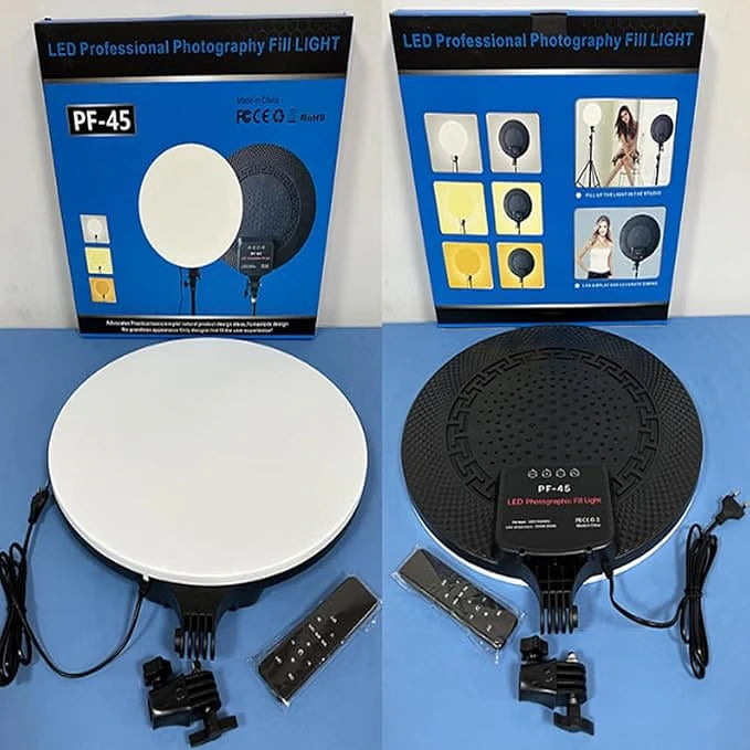 PF-45 Premium LED Ring Light 18-inch 60W with Adjustable Stand for YouTube Videos, Live Streaming & Photography - Saif Al Najmi Kw