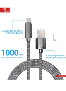 Earldom USB Data Cable EC-187C - 2.4A Fast Charging & Sync (USB to USB-C) - Saif Al Najmi Kw