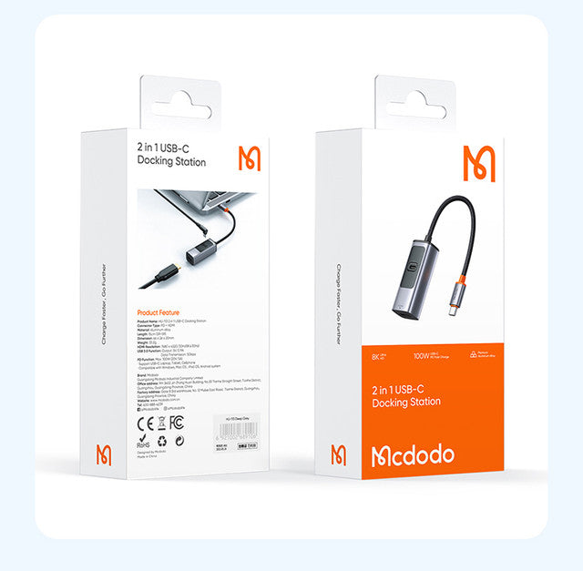 Mcdodo HU-1130 2 in 1 100W PD USB-C + 8K HDMI HUB - Saif Al Najmi Kw