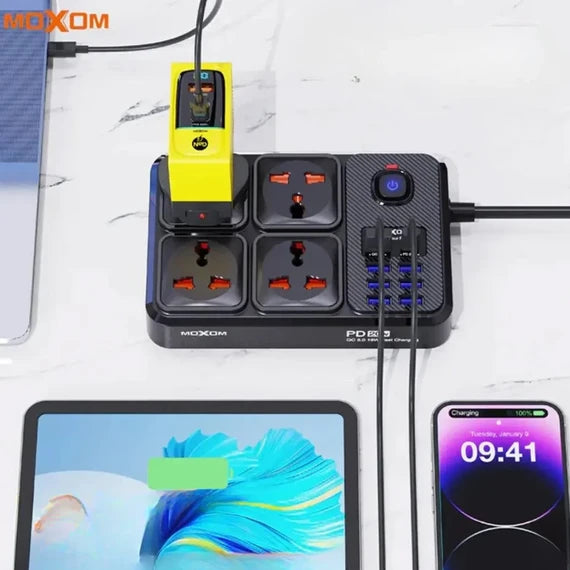 MOXOM MX-ST15 2500W Power Socket with 4 UK Sockets, 7 USB Ports and Type-C PD Port - Saif Al Najmi Kw
