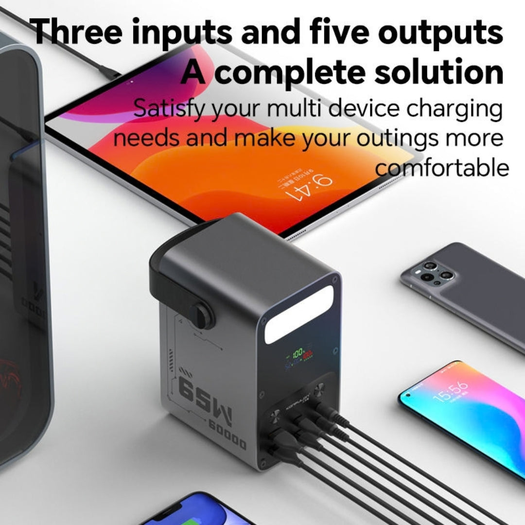 Konfulon A69Q 60000mAh 65W Fast Charging Power Bank with Multi-Port Output & LED Display