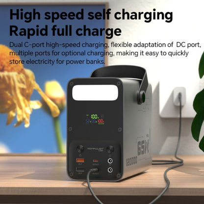 Konfulon A70Q 120000mAh 65W PD Portable Power Station with Solar Charging & Digital Display