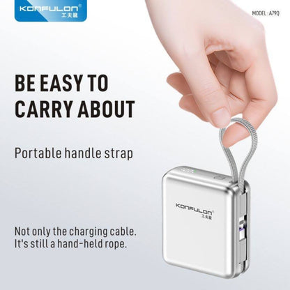 Konfulon A79Q 10000mAh 22.5W Fast Charging Power Bank with Built-In Type-C & Lightning Cables