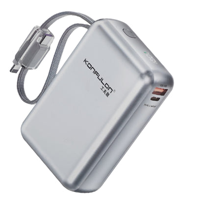 Konfulon A80Q 20000mAh 22.5W Fast Charging Power Bank with Built-In Lightning & Type-C Cables