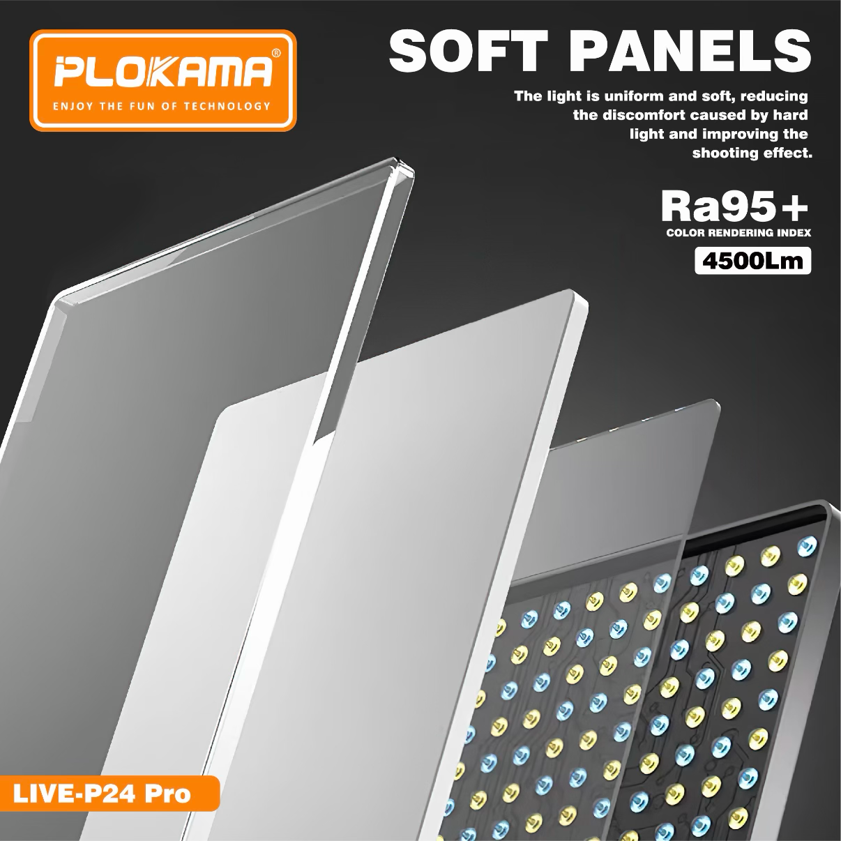 PLOKAMA LIVE-P24 Pro 80W RGB LED Fill Light Panel with Remote