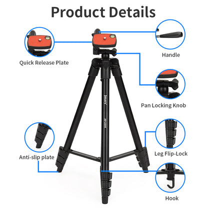 Jmary KP-2205 134cm Lightweight Tripod Stand with Phone Clip