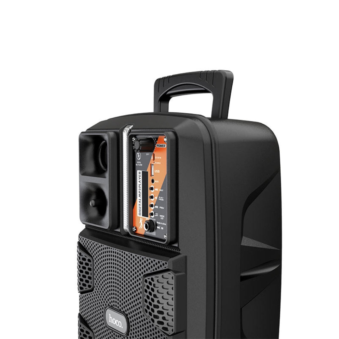 HOCO BS37 Dancer 8-Inch 15W Portable Bluetooth Speaker with RGB Lights & Wired Microphone – Black