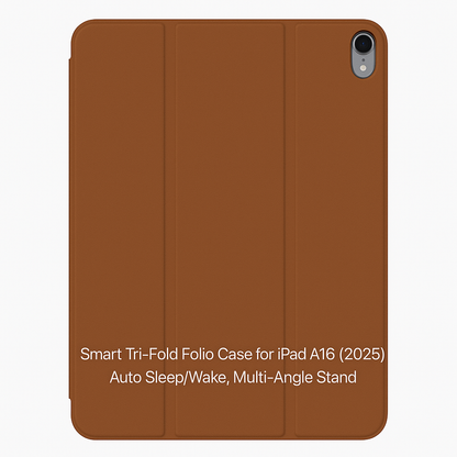 Smart Tri-Fold Folio Case for iPad 10 A16 (2025) – Auto Sleep/Wake, Multi-Angle Stand with pen slot