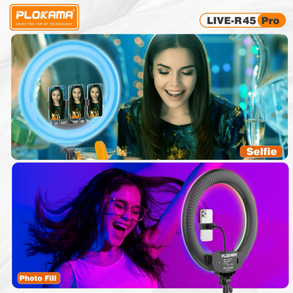 PLOKAMA LIVE-R45 Pro 18 Inch RGB LED Ring Light 450mm Studio Light