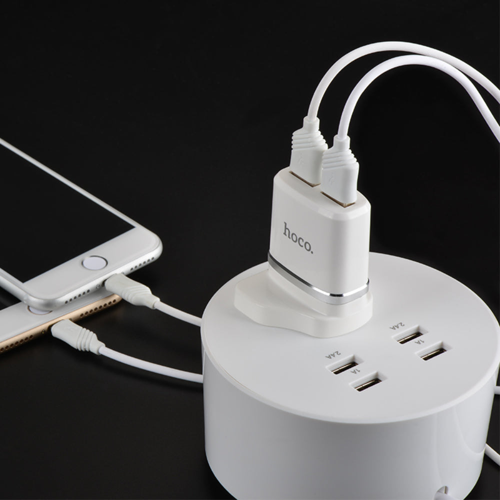 Hoco C12 Smart Dual USB Lightning Cable Charger Set