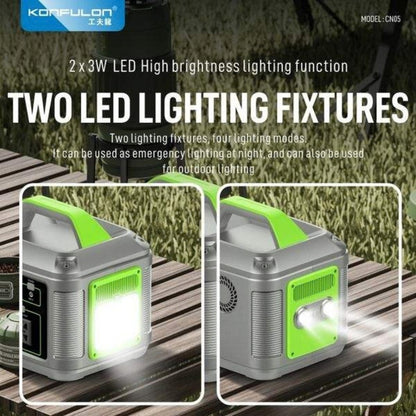 Konfulon CN05 128000mAh 409.6Wh Portable Power Station with 600W AC Output, 60W PD & Solar Charging