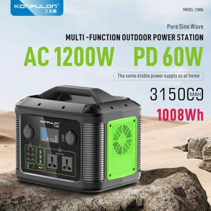Konfulon CN06 315000mAh 1008Wh Portable Power Station with 1200W AC Output, 100W PD & Solar Charging