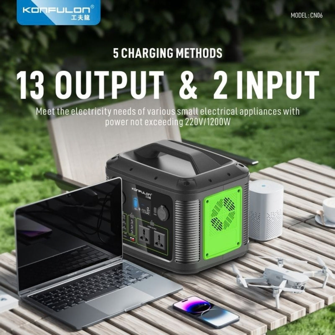 Konfulon CN06 315000mAh 1008Wh Portable Power Station with 1200W AC Output, 100W PD & Solar Charging