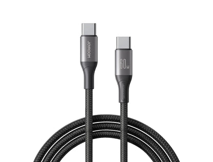 S-A28 Flash Series 60W Fast Charging Data Cable (Type-C to Type-C) – 2M, Black