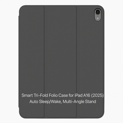 Smart Tri-Fold Folio Case for iPad 10 A16 (2025) – Auto Sleep/Wake, Multi-Angle Stand with pen slot