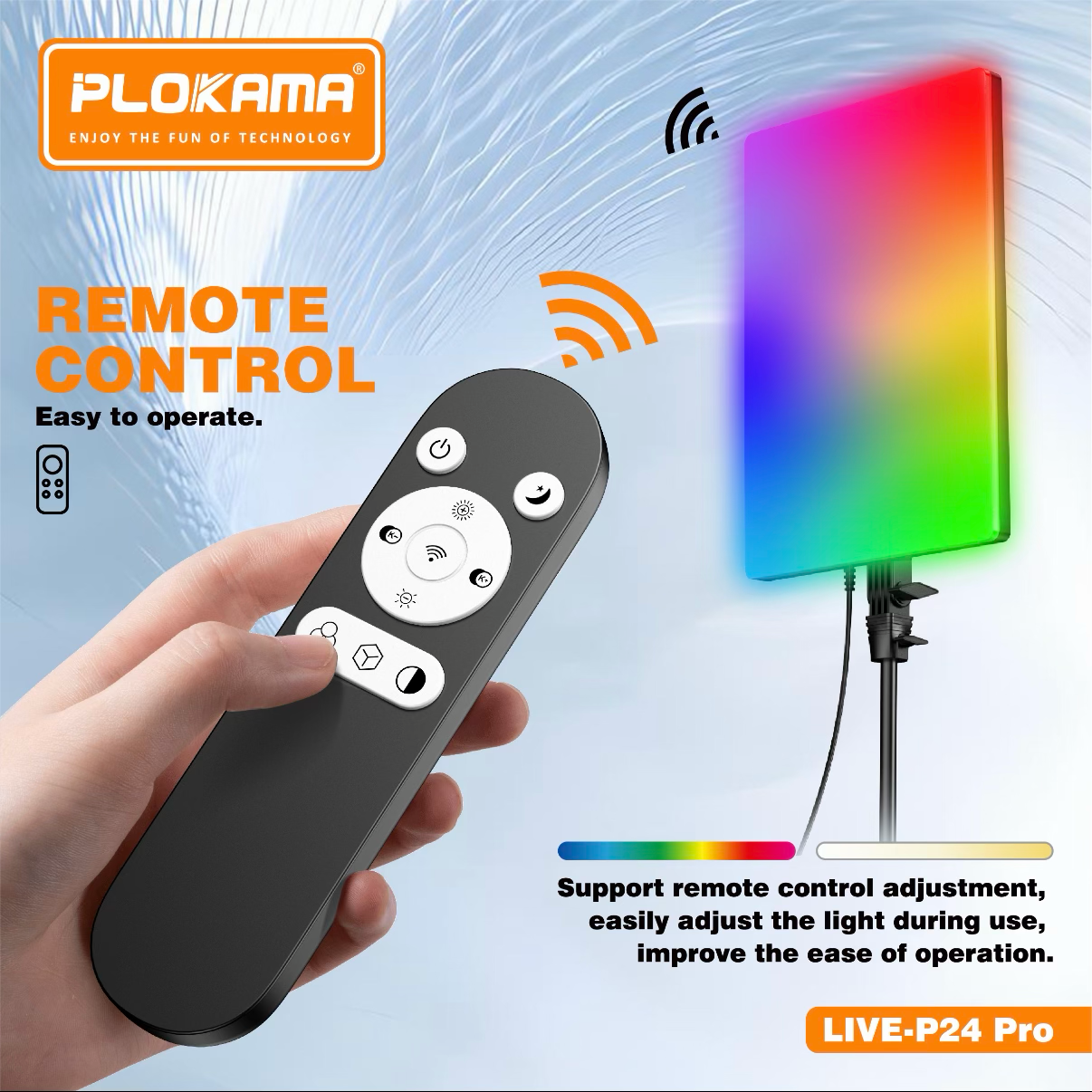 PLOKAMA LIVE-P24 Pro 80W RGB LED Fill Light Panel with Remote
