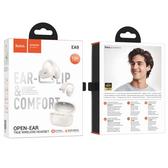 Hoco EA9 Clear sound clip-on true wireless BT headset - milky white - Saif Al Najmi Kw