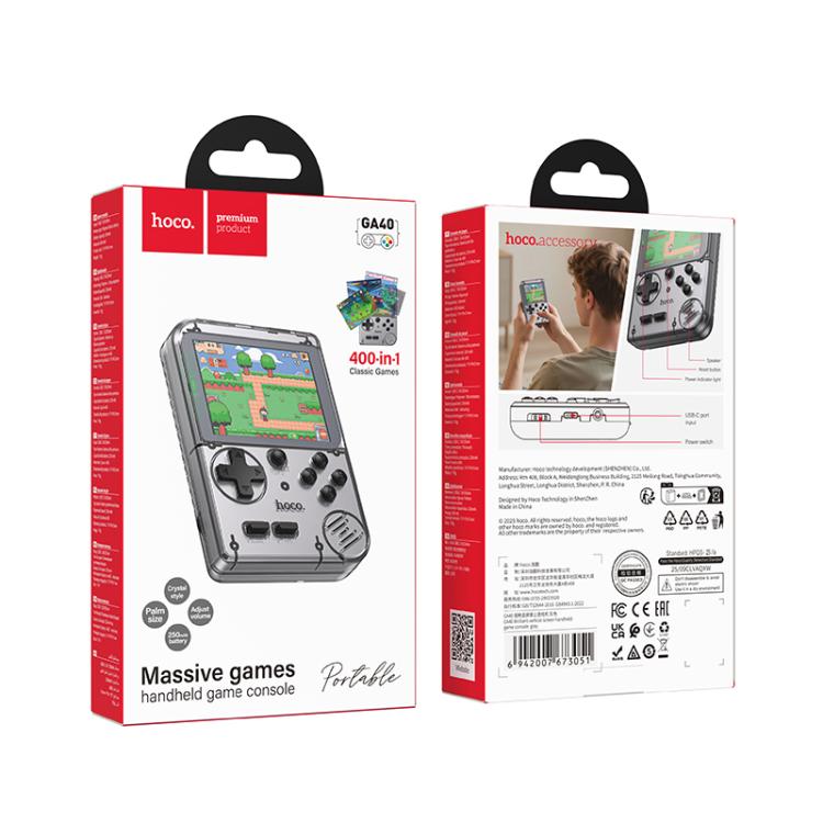 HOCO GA40 Retro Handheld Game Console Vertical Screen Portable Gray