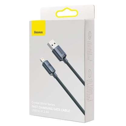 Baseus Crystal Shine Series 2.4A Fast Charging USB to Lightning For iPhone Data Cable 1.2m Black CAJY000001 - Saif Al Najmi Kw
