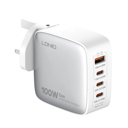 شاحن LDNIO Q408 بقوة 100 واط GaN فائق السرعة 