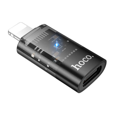 Hoco UA36A 8 Pin Male to USB-C / Type-C Female OTG Transparent Adapter – Black