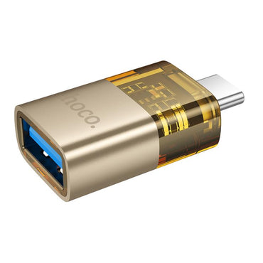 Hoco UA36B USB-C / Type-C Male to USB Female OTG Transparent Adapter – Gold