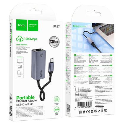 Hoco UA37 1000 Mbps Type-C to RJ45 Ethernet Adapter
