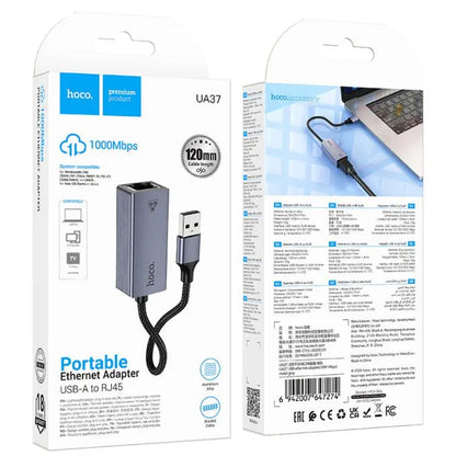 Hoco UA37 USB-A to RJ45 Ethernet Adapter – 1000Mbps High-Speed LAN Converter - Saif Al Najmi Kw