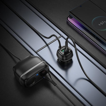 HOCO Z59A Dual PD30W + Dual QC3.0 Car Charger – 4-Port Cigarette Lighter Power Adapter