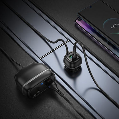 HOCO Z59A Dual PD30W + Dual QC3.0 Car Charger – 4-Port Cigarette Lighter Power Adapter