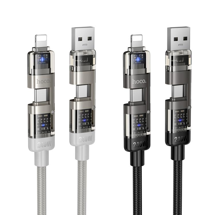 hoco U151 240W 4 in 1 USB and Type-C to Type-C and 8 Pin Charging Cable - Image 1