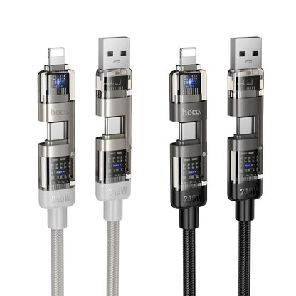 hoco U151 240W 4 in 1 USB and Type-C to Type-C and 8 Pin Charging Cable - Image 1